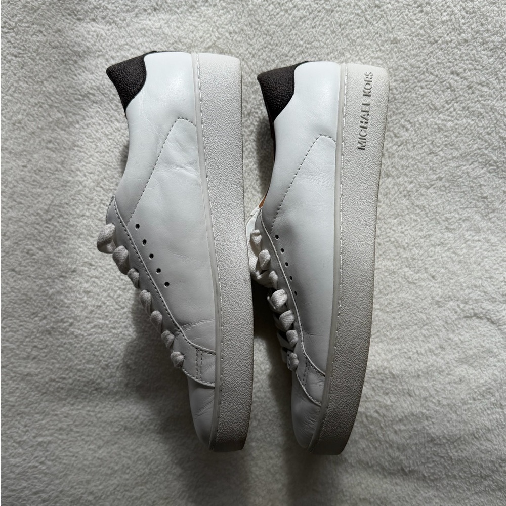 Michael Kors Irving White Leather Lace-Up Sneakers | 7 - Picture 7 of 8
